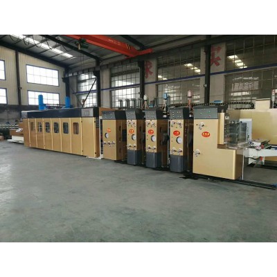 Full Automatic High Speed Corrugated Cardboard Carton Box Printing Slotting Gluing Strapping in Line